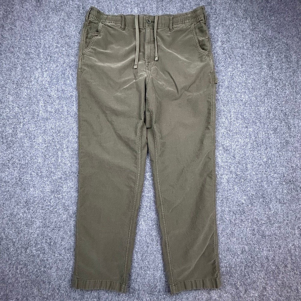Uniqlo Utility Carpenter Pants Mens L Olive Green Stretch Cotton Drawstring